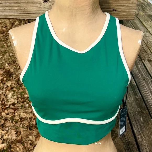 KimberlyC M Green/White Sports Bra! NEW! - Picture 5 of 16